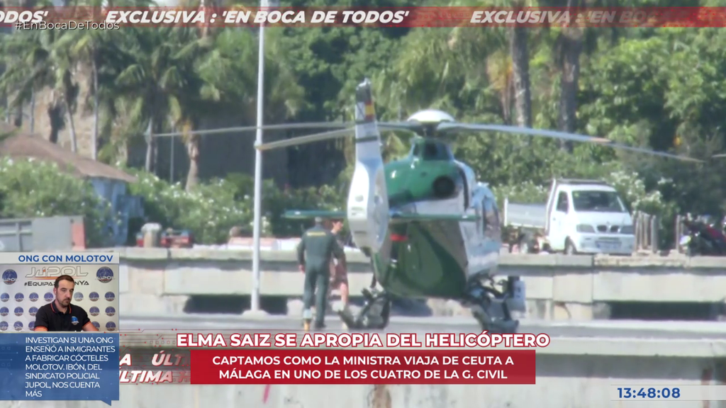 Exclusiva | Elma Saiz, ministra, es captada viajando desde Ceuta en un helicóptero de la Guardia Civil