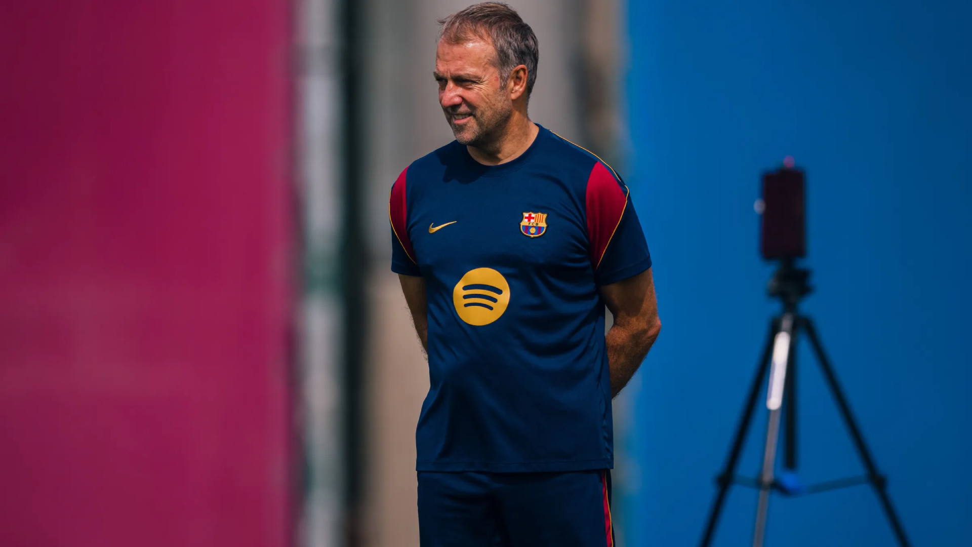 Hansi Flick, en un entrenamiento del Barcelona Hansi Flick, en un entrenamiento del Barcelona