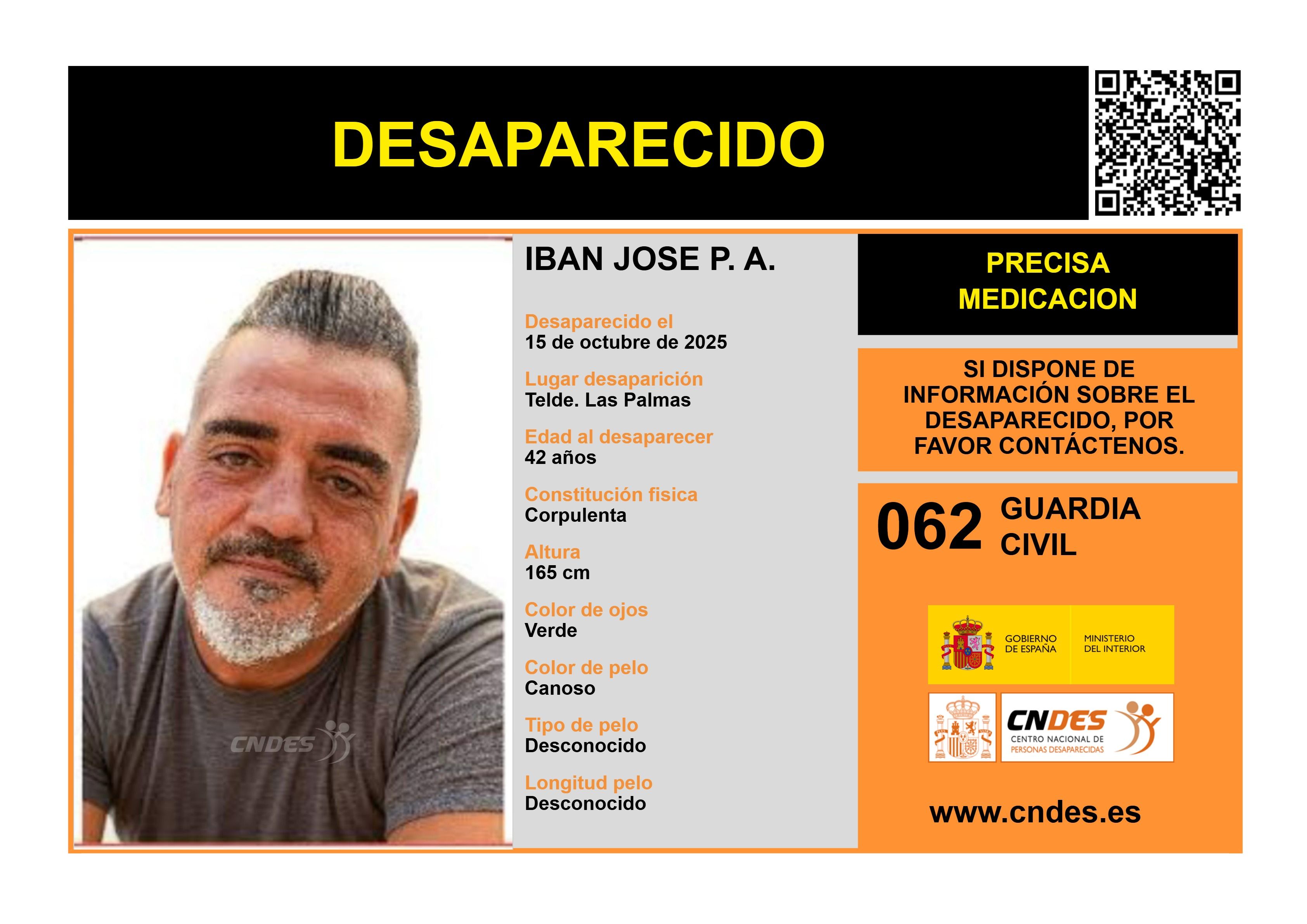 Ficha del CNDES por la desaparición de Ibán