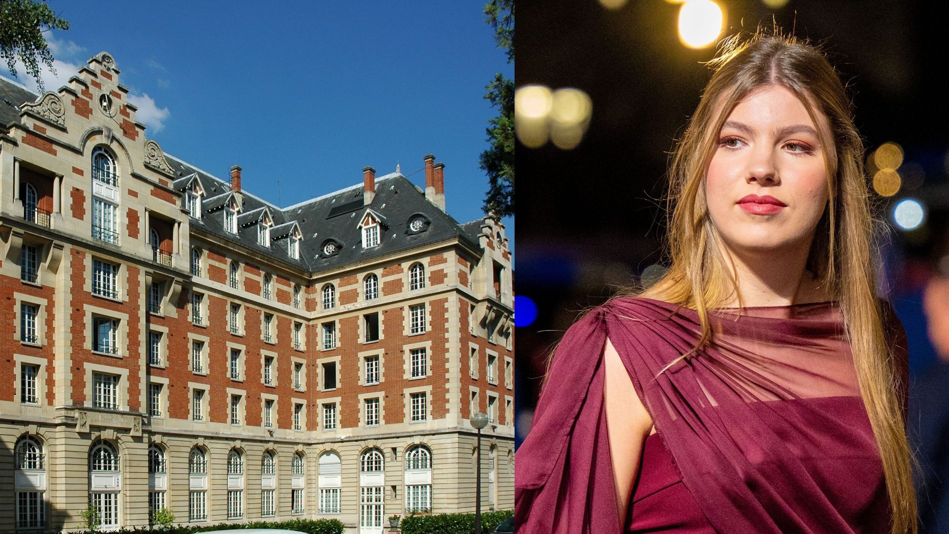 Fotomontaje de la Maison Belgique de la Cité Internationale de París y la infanta Sofía Fotomontaje de la Maison Belgique de la Cité Internationale de París y la infanta Sofía