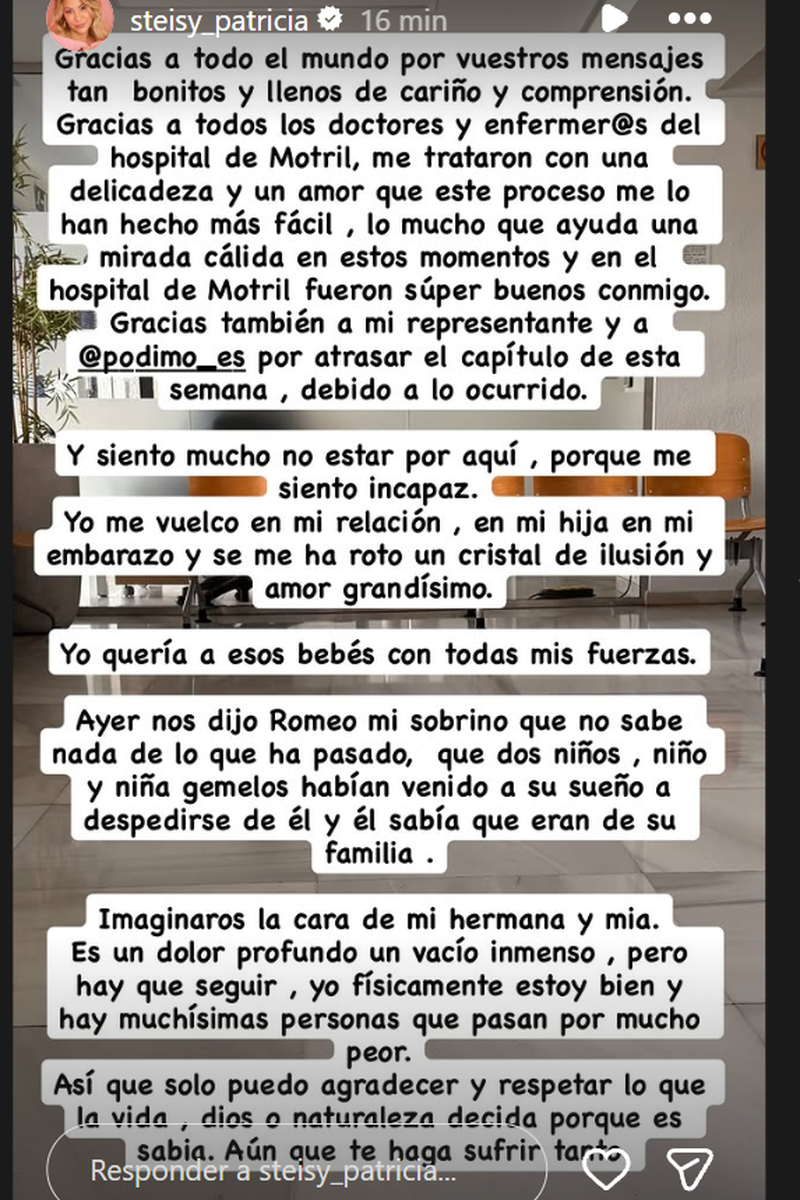 Steisy se pronuncia tras perder a sus bebés