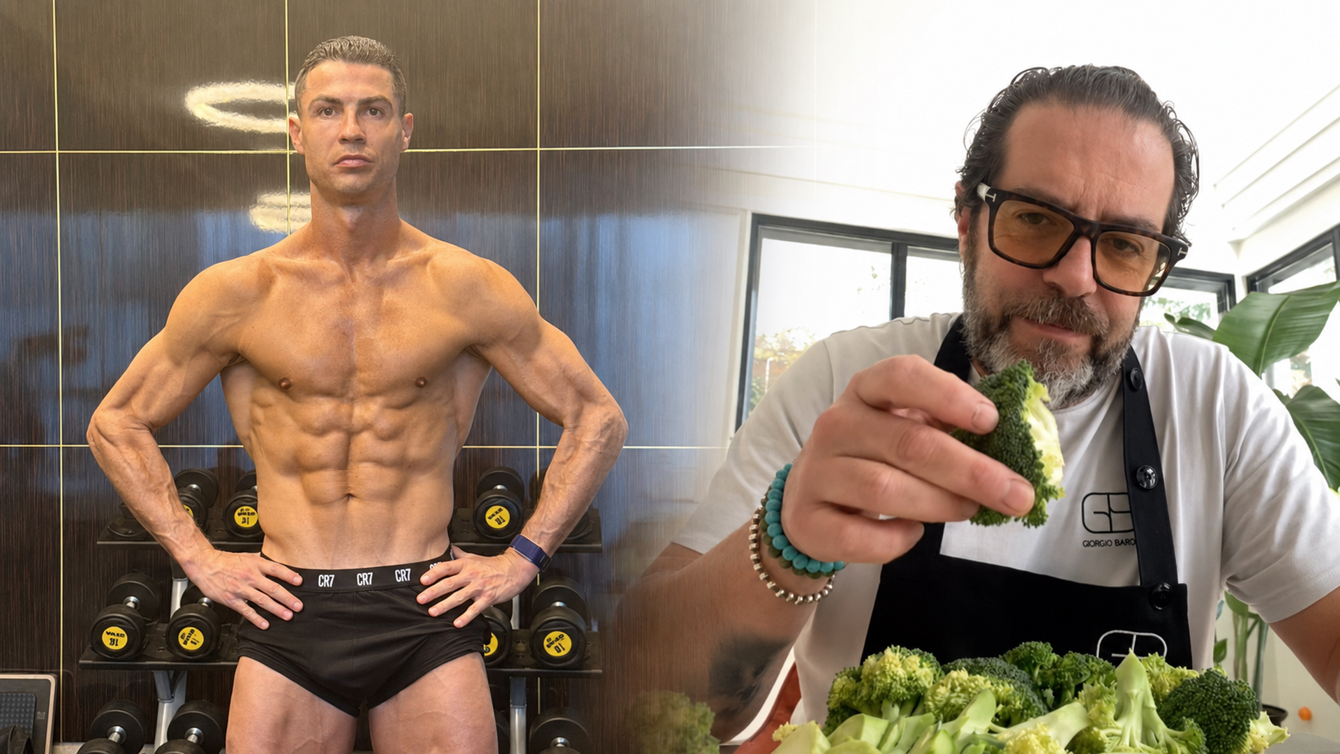 Collage de imágenes entre Cristiano Ronaldo y el chef Giorgio Barone Collage de imágenes entre Cristiano Ronaldo y el chef Giorgio Barone