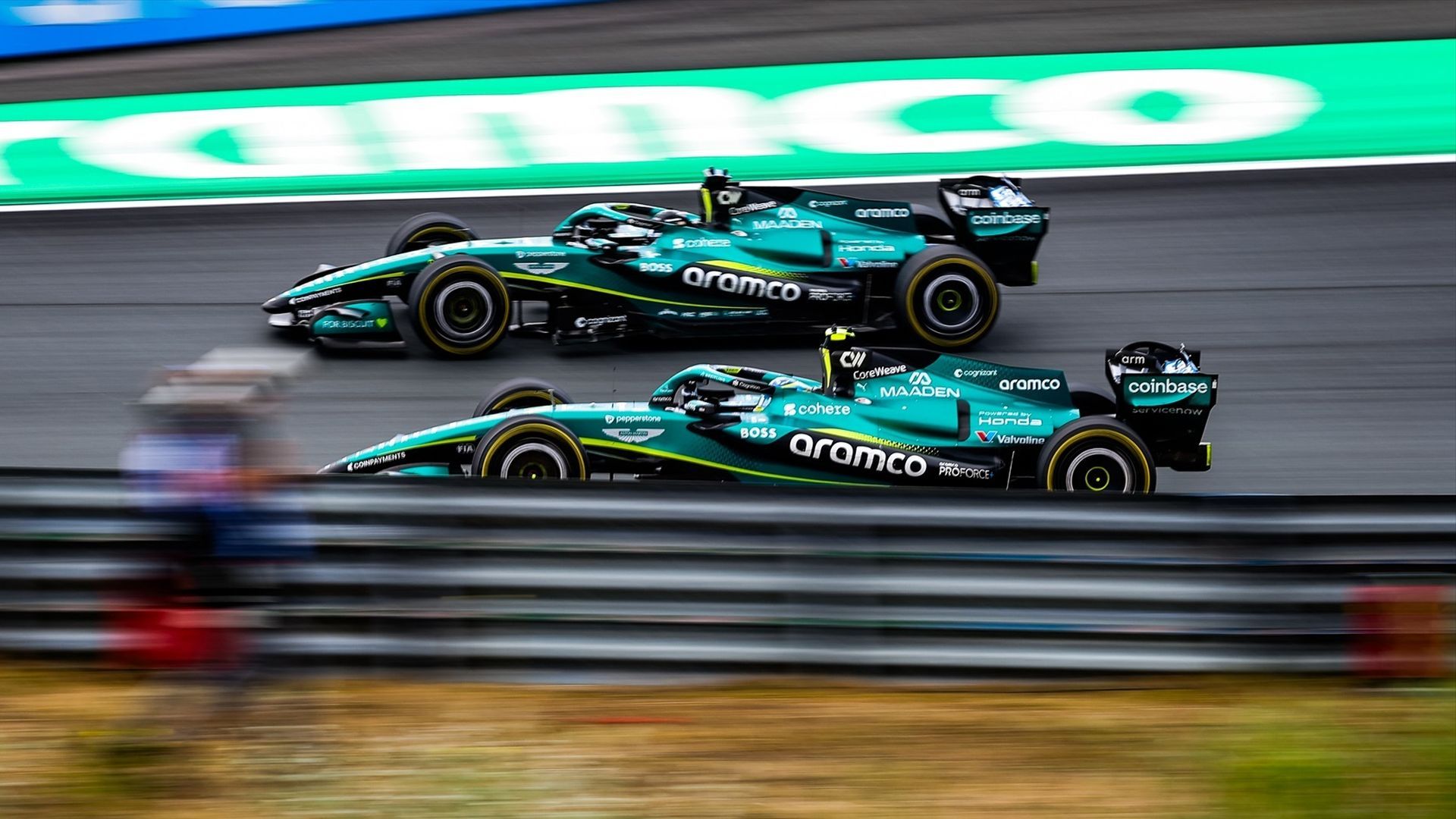 Fernando Alonso y Lance Stroll durante el Gran Premio de Países Bajos