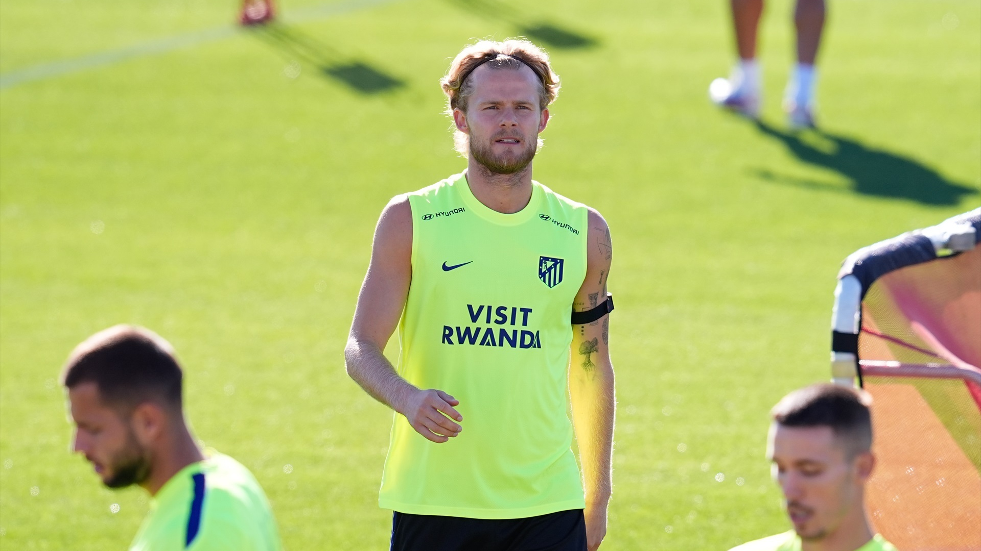 Moren Hjulmand, en un entrenamiento del Atlético de Madrid Moren Hjulmand, en un entrenamiento del Atlético de Madrid