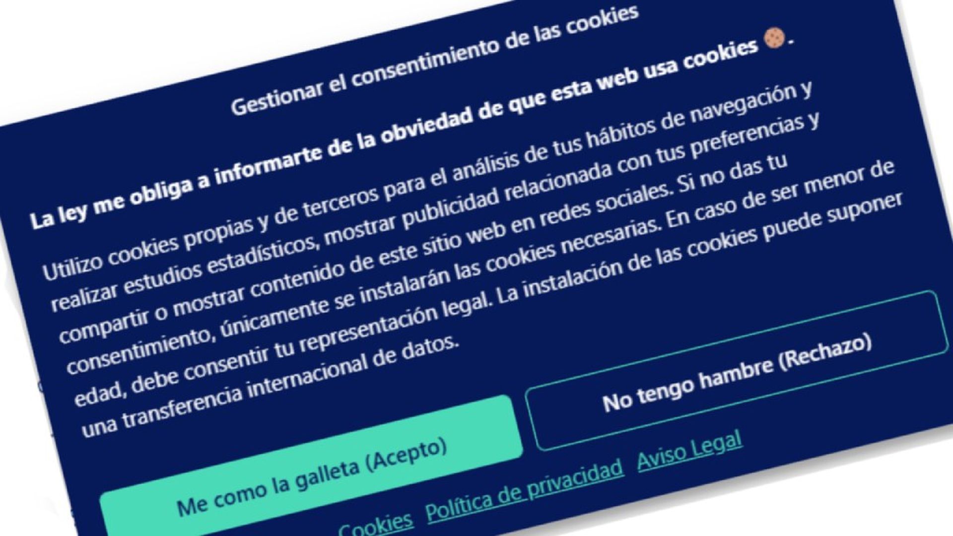 Un divertido aviso de cookies Un divertido aviso de cookies