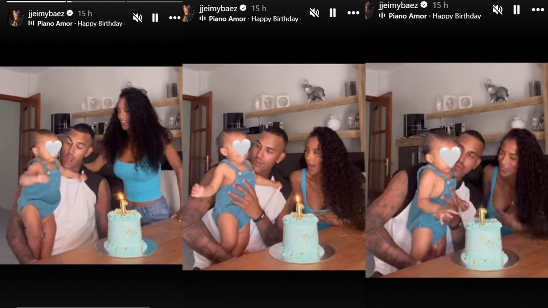 Yulen Pereira y Jeimy Baéz juntos con su hijo