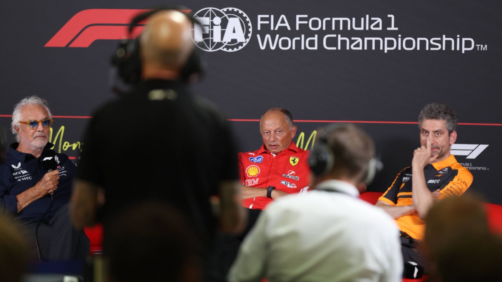 Briatore, Vasseur y Stella, en la rueda de prensa del GP de Italia
