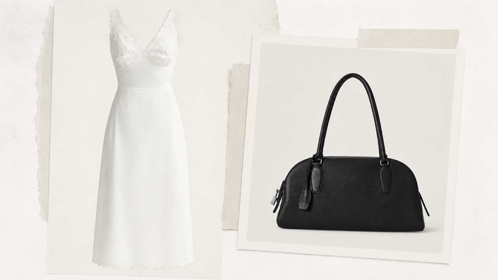 El vestido blanco de Posse y el bolso negro de The Row, de Sydney Sweeney