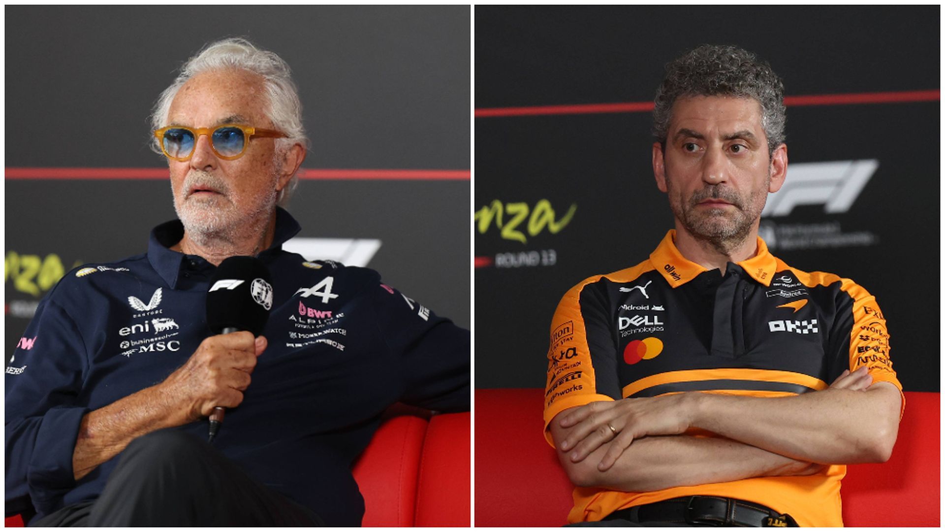 Flavio Briatore y Andrea Stella, en rueda de prensa Flavio Briatore y Andrea Stella, en rueda de prensa