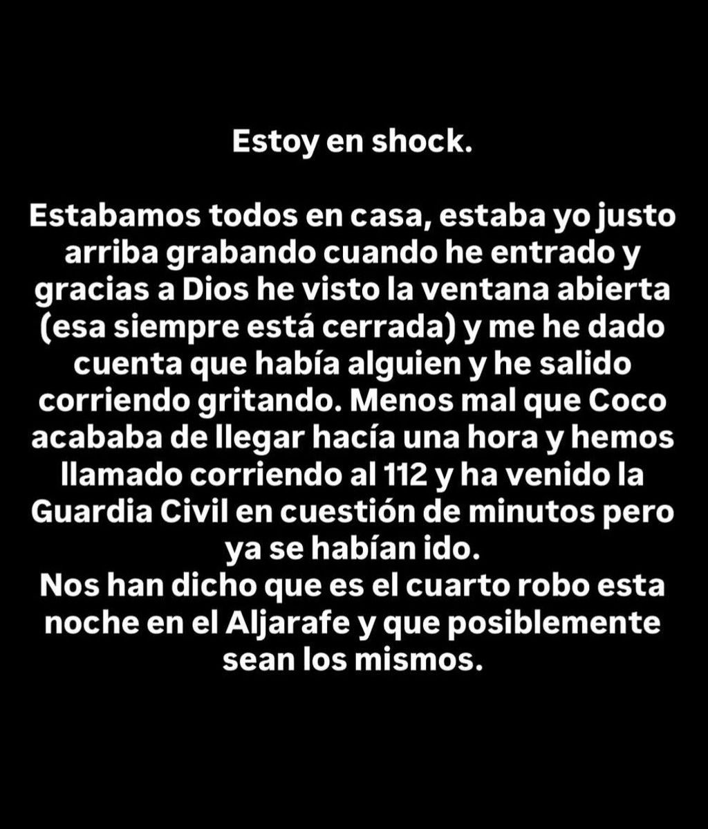 El storie de Rocío Osorno tras el robo