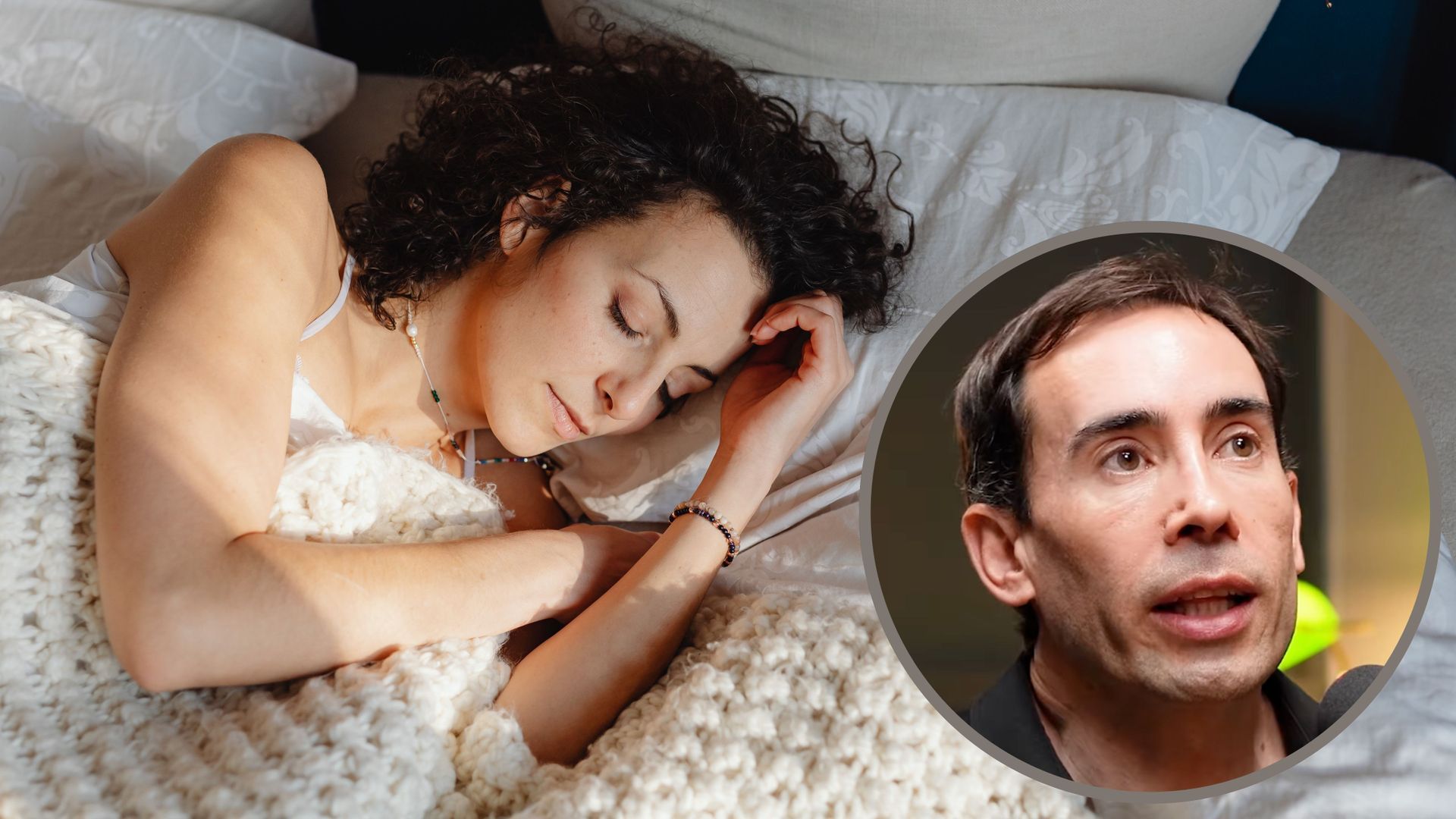 Fotomontaje con mujer durmiendo y, a la derecha, Marcos Vázquez