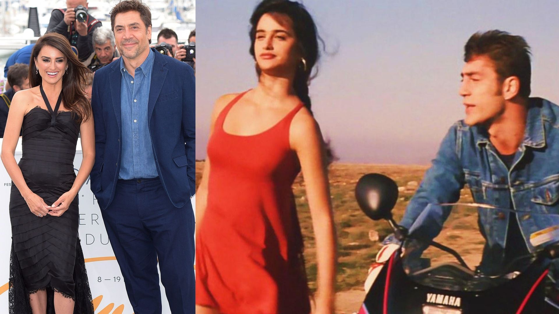 Fotomontaje con Penélope Cruz y Javier Bardem en 2018 y en 1992, en 'Jamón, jamón'