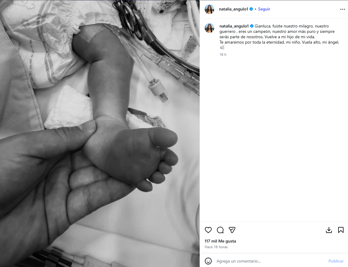 Natalia Angulo se despide de su bebé