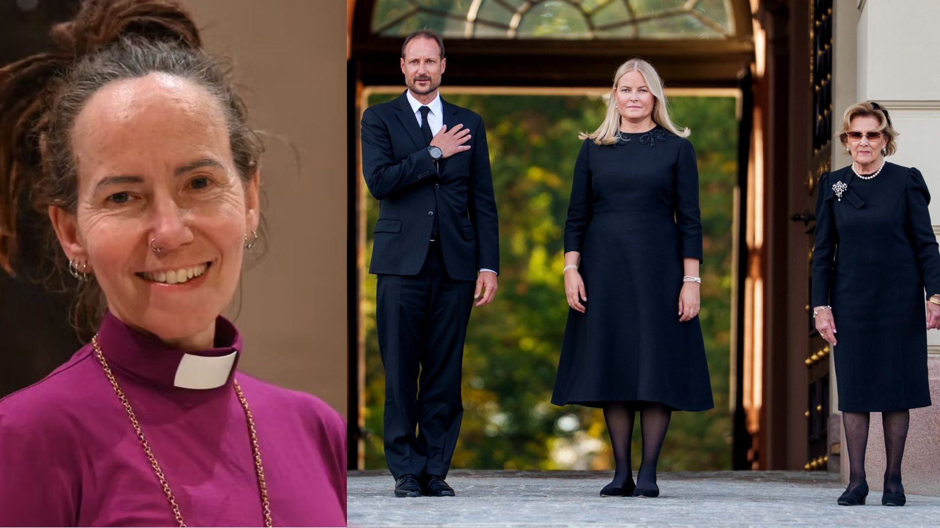 La obispa de Oslo y Haakon, Mette-Marit y Sonia de Noruega La obispa de Oslo y Haakon, Mette-Marit y Sonia de Noruega