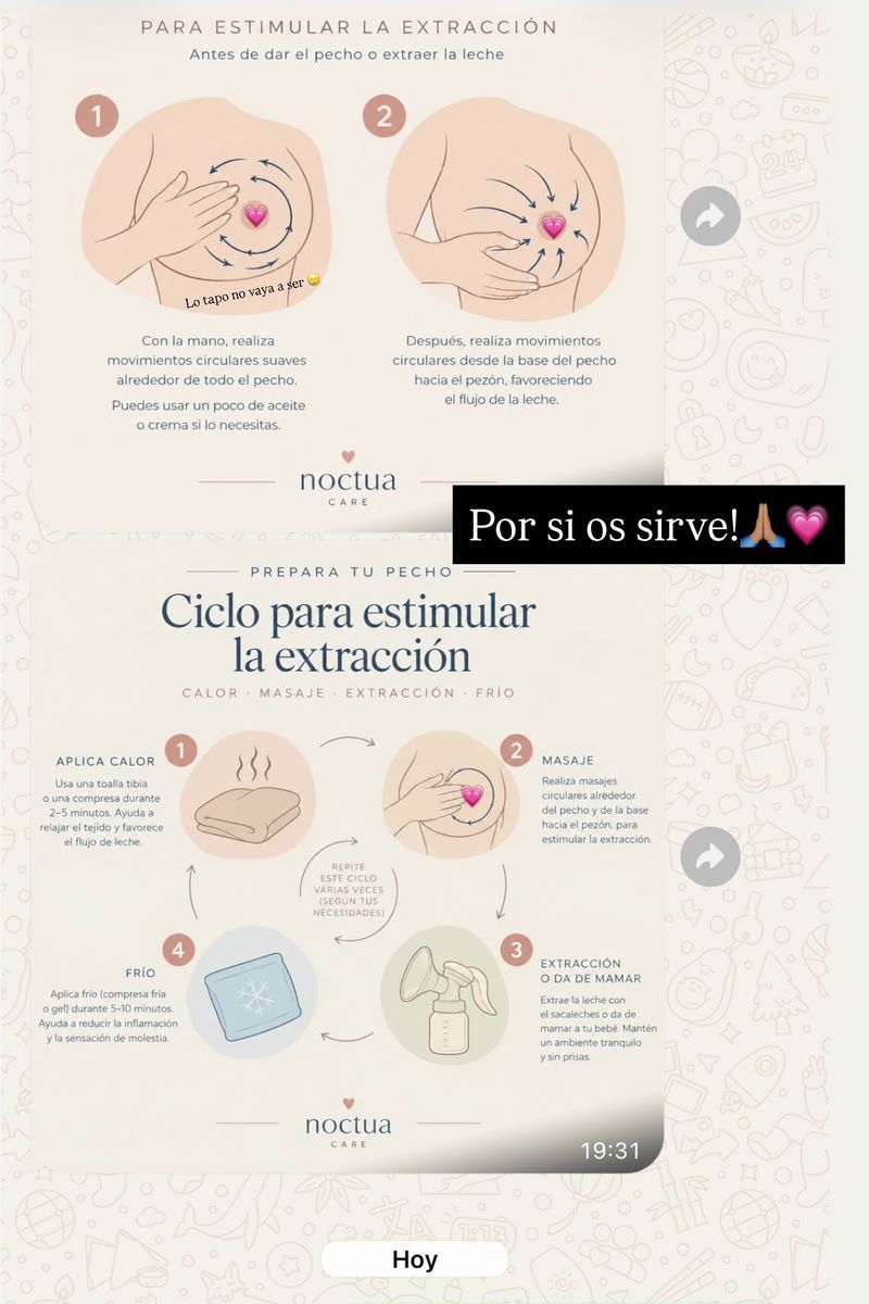 Las explicaciones que le ha mandado a Claudia su asesora de lactancia