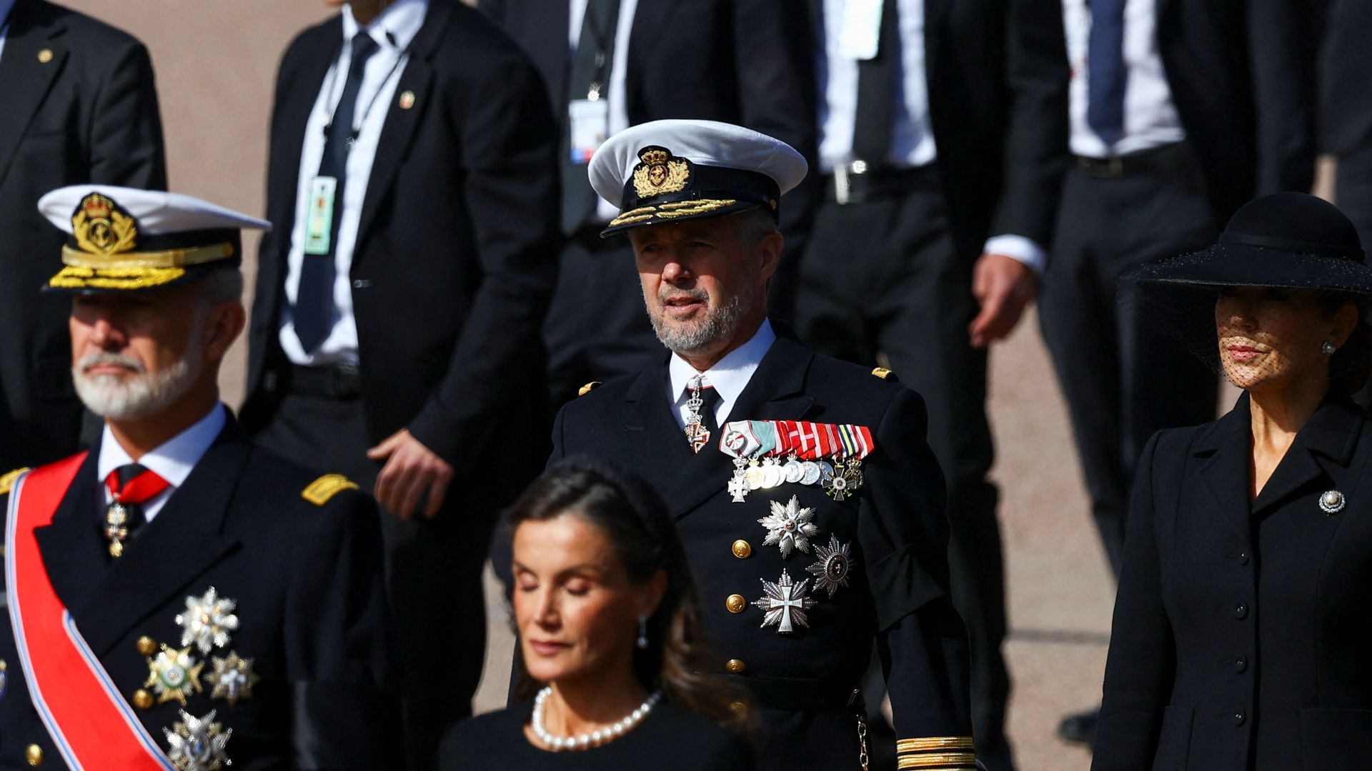 Los reyes Felipe y Letizia este miércoles en el funeral de Harald V