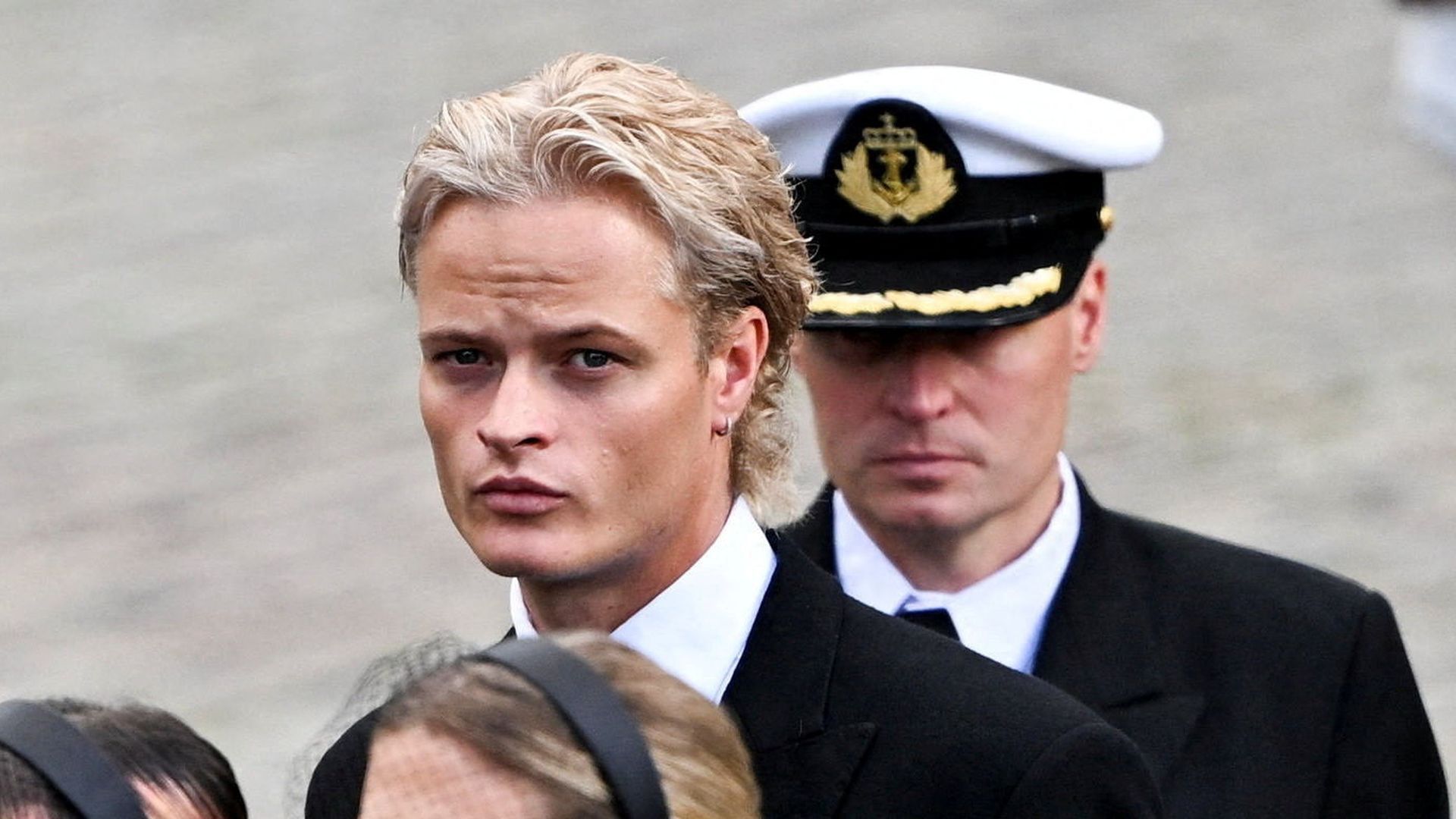 Marius Borg en el funeral de Harald V