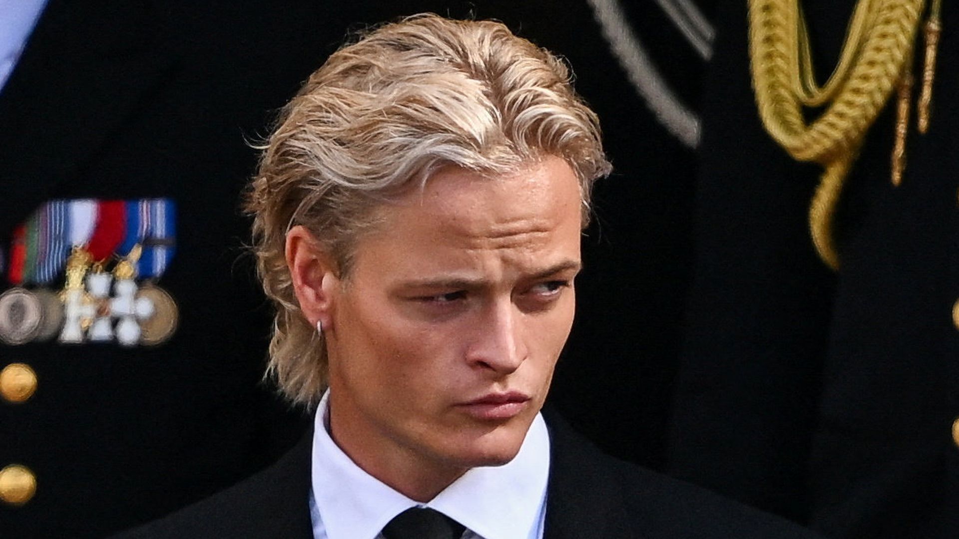 Marius Borg, en el funeral del rey Harald de Noruega Marius Borg, en el funeral del rey Harald de Noruega