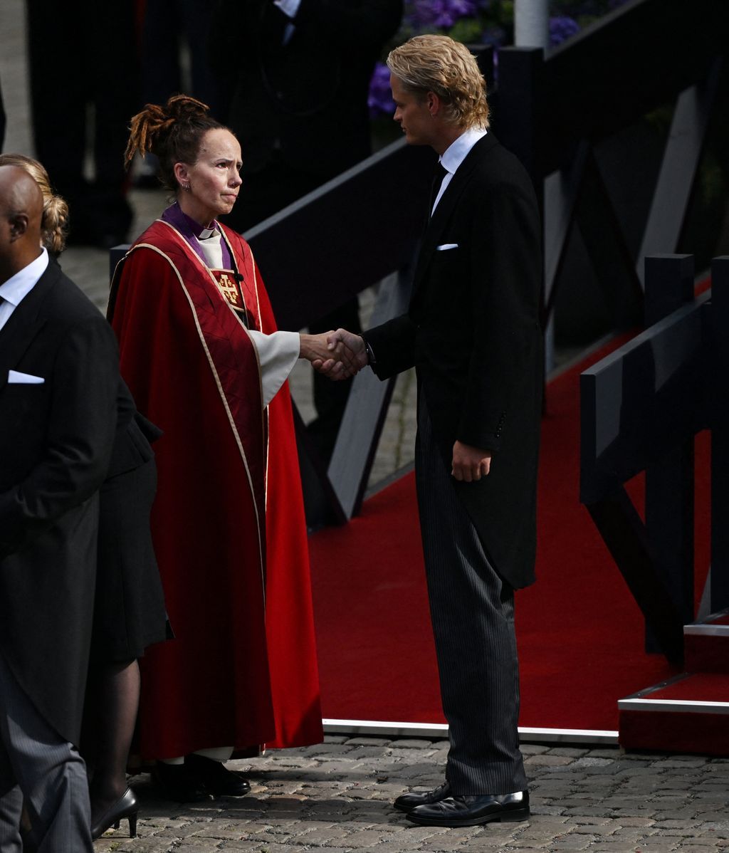 Marius Borg en el funeral del rey Harald