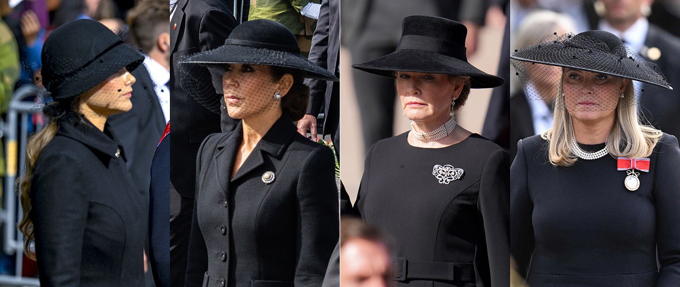 Sofía de Suecia, Mary de Dinamarca, Matilde de Bélgica y Mette-Marit en el funeral de Harald V