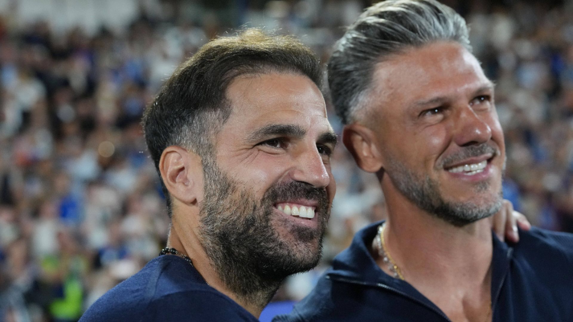 Cesc Fàbregas y Martín Demichelis, en el Como-Leipzig