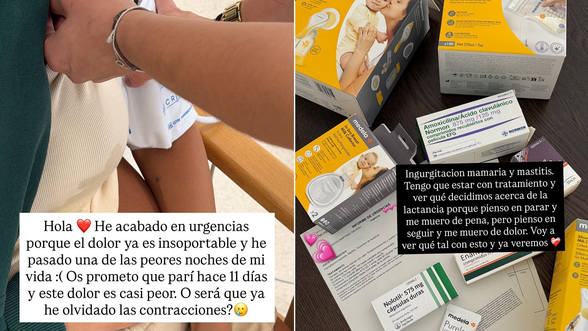 Claudia Martínez ha acabado en urgencias por sus problemas con la lactancia