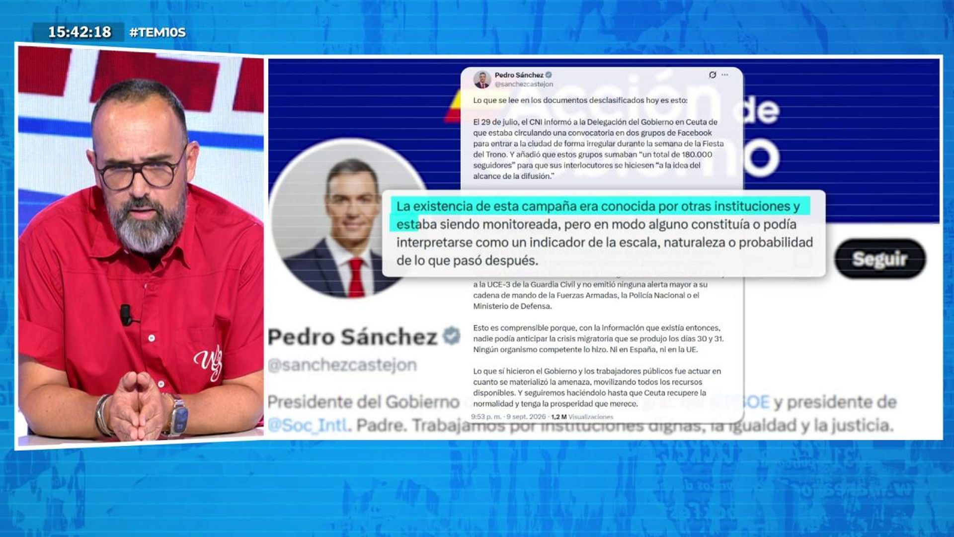 Risto Mejide reacciona a la versión de Sánchez sobre los informes del asalto a Ceuta: "Creo que en este caso está obrando con maldad" Risto Mejide reacciona a la versión de Sánchez sobre los informes del asalto a Ceuta: "Creo que en este caso está obrando con maldad"