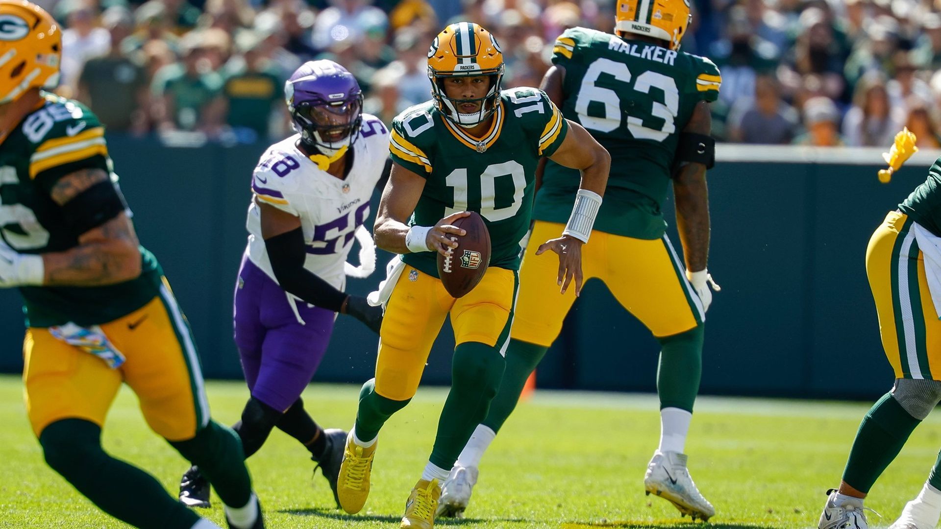 Jordan Love con los Packers en el último partido ante Vikings en la NFL Jordan Love con los Packers en el último partido ante Vikings en la NFL