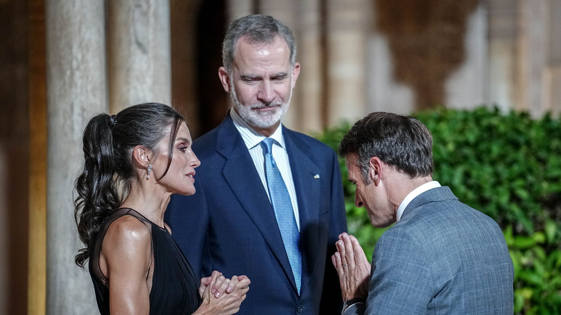 Macron y los reyes Felipe y Letizia en una imagen de archivo