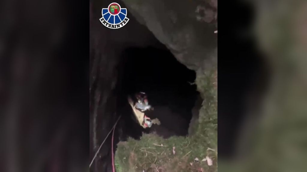 Rescatan a dos perros atrapados en una sima a 12 metros en Zaldibar, Vizcaya
