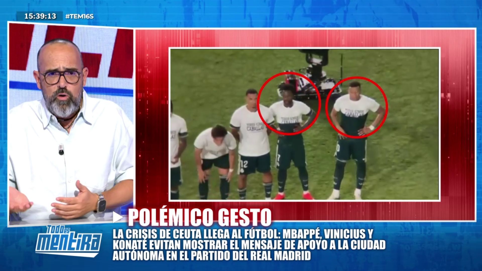 Risto Mejide opina sobre la polémica de Mbappé, Vinicius y Konaté tras evitar mostrar el apoyo a Ceuta Risto Mejide opina sobre la polémica de Mbappé, Vinicius y Konaté tras evitar mostrar el apoyo a Ceuta
