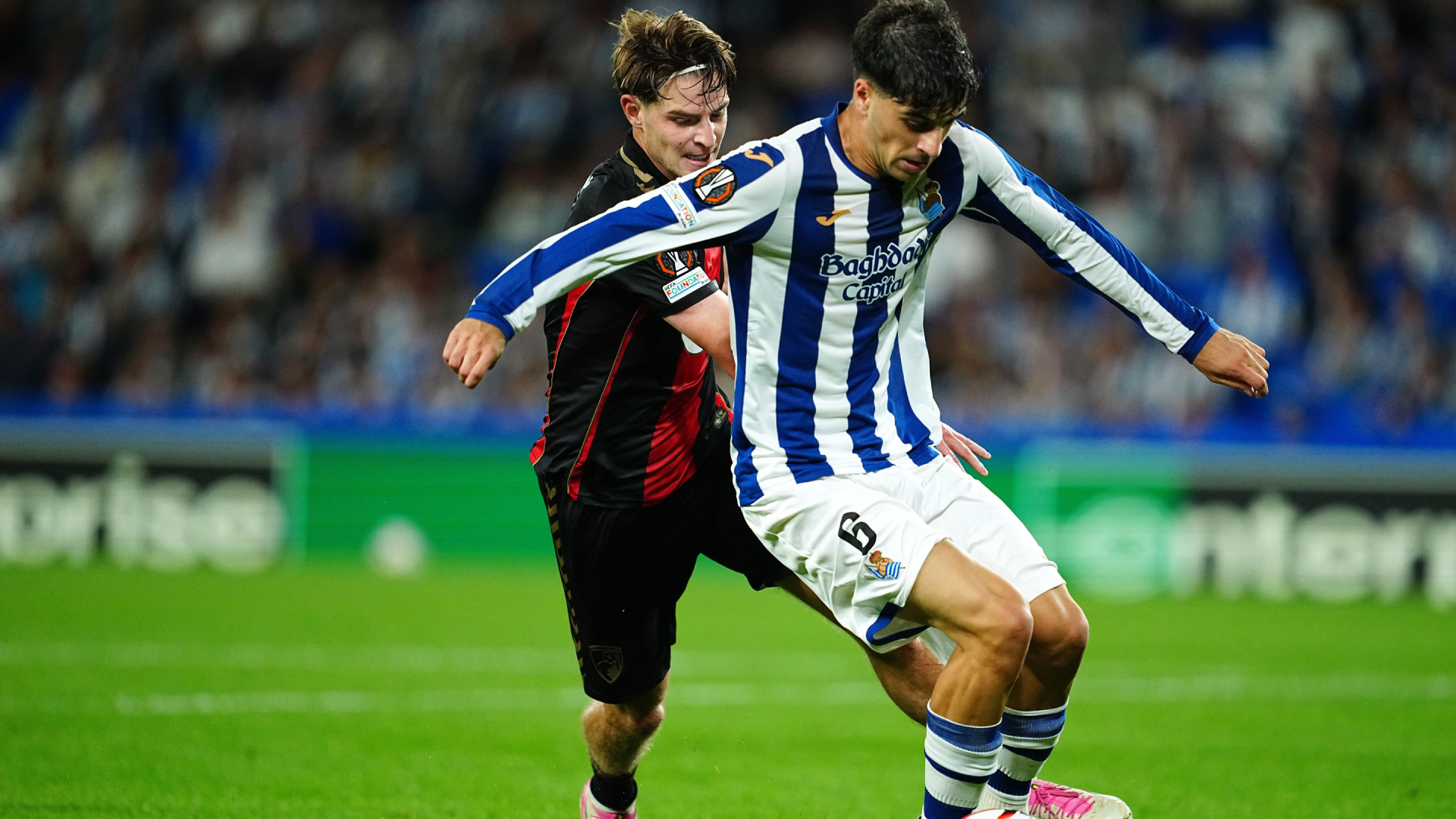 Jon Martín, durante el Real Sociedad-Bournemouth