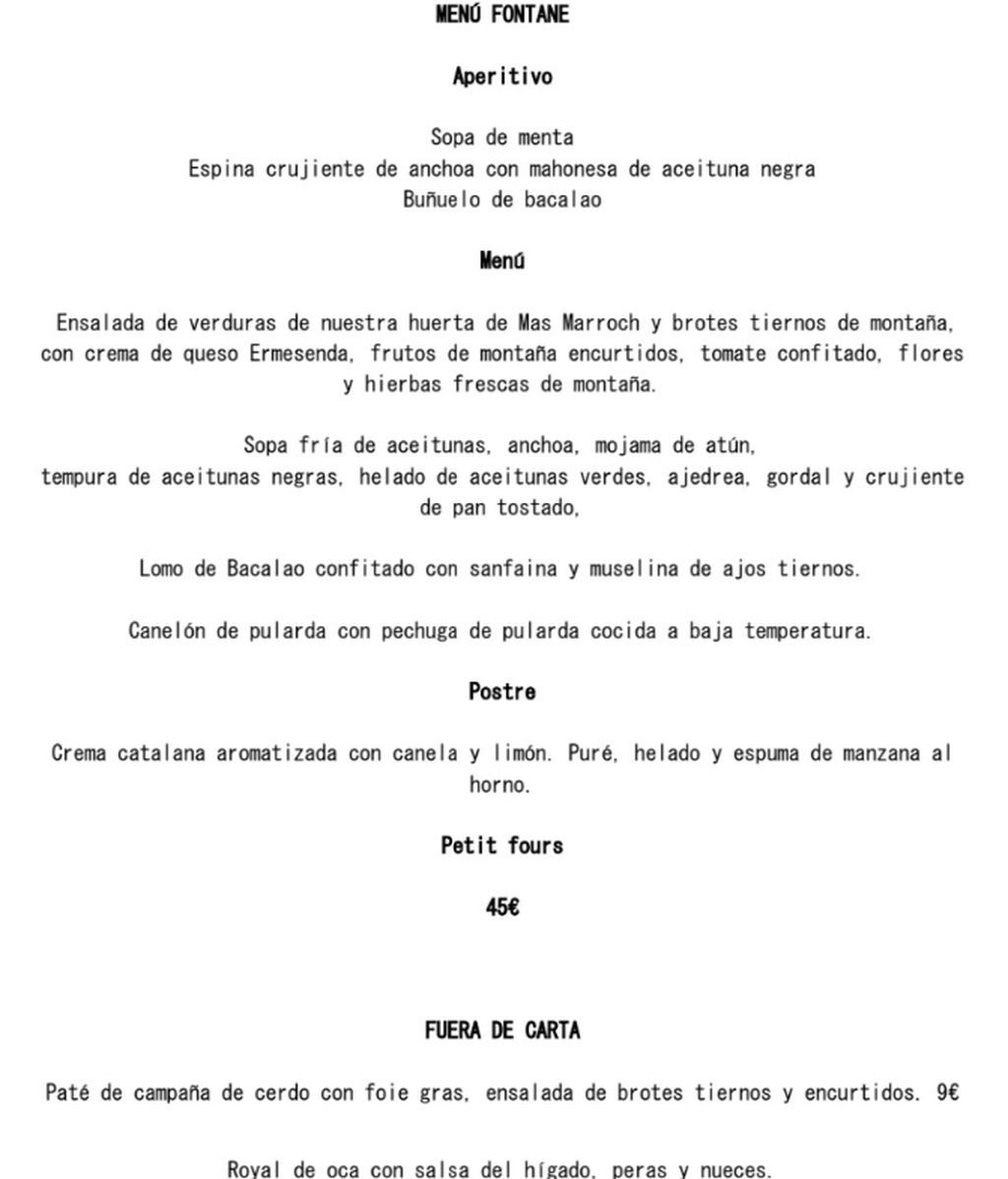 Menú de Fotané en El Puesto de la Guía Repsol