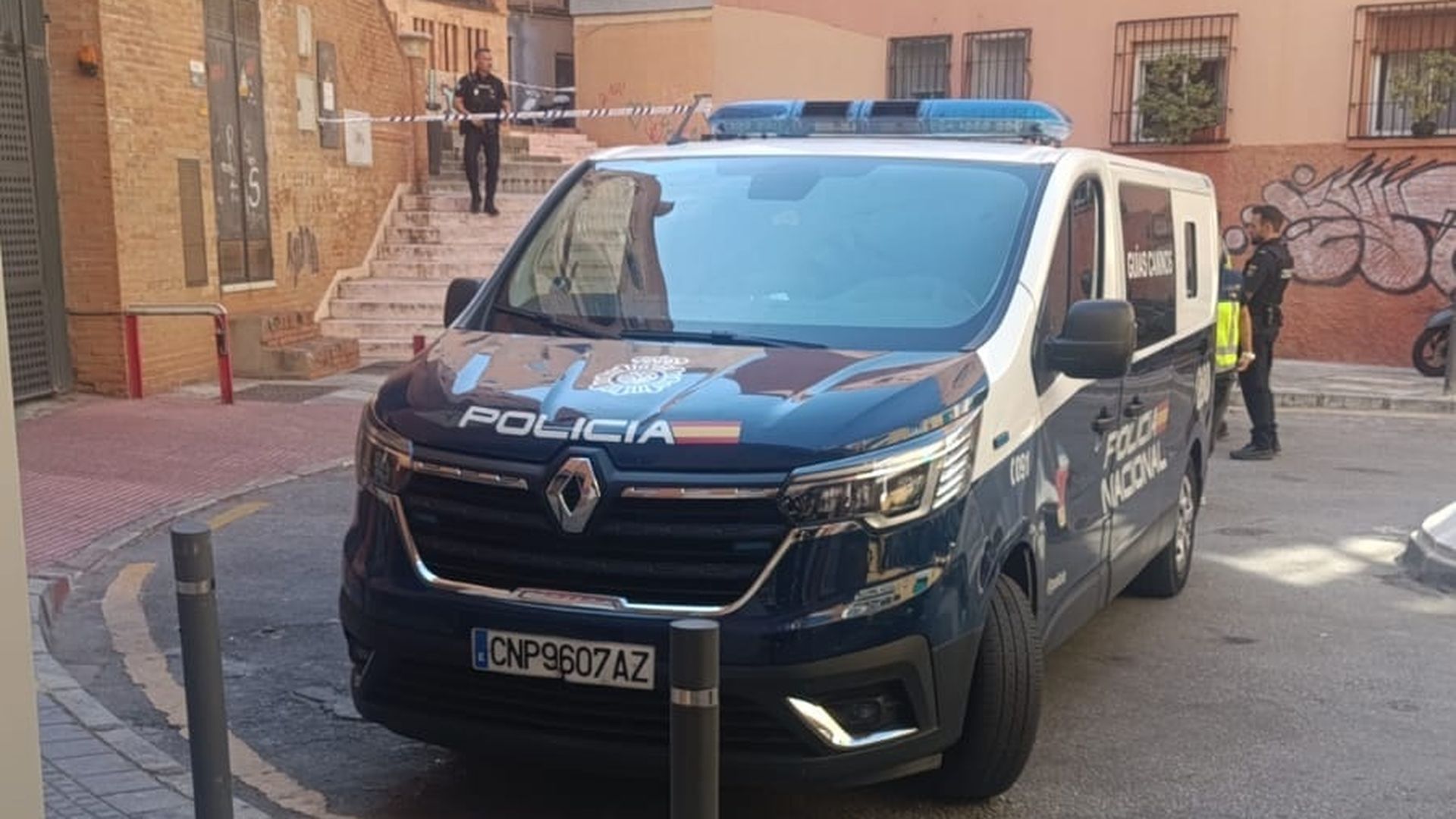 Coche Policía en el lugar del tiroteo Coche Policía en el lugar del tiroteo