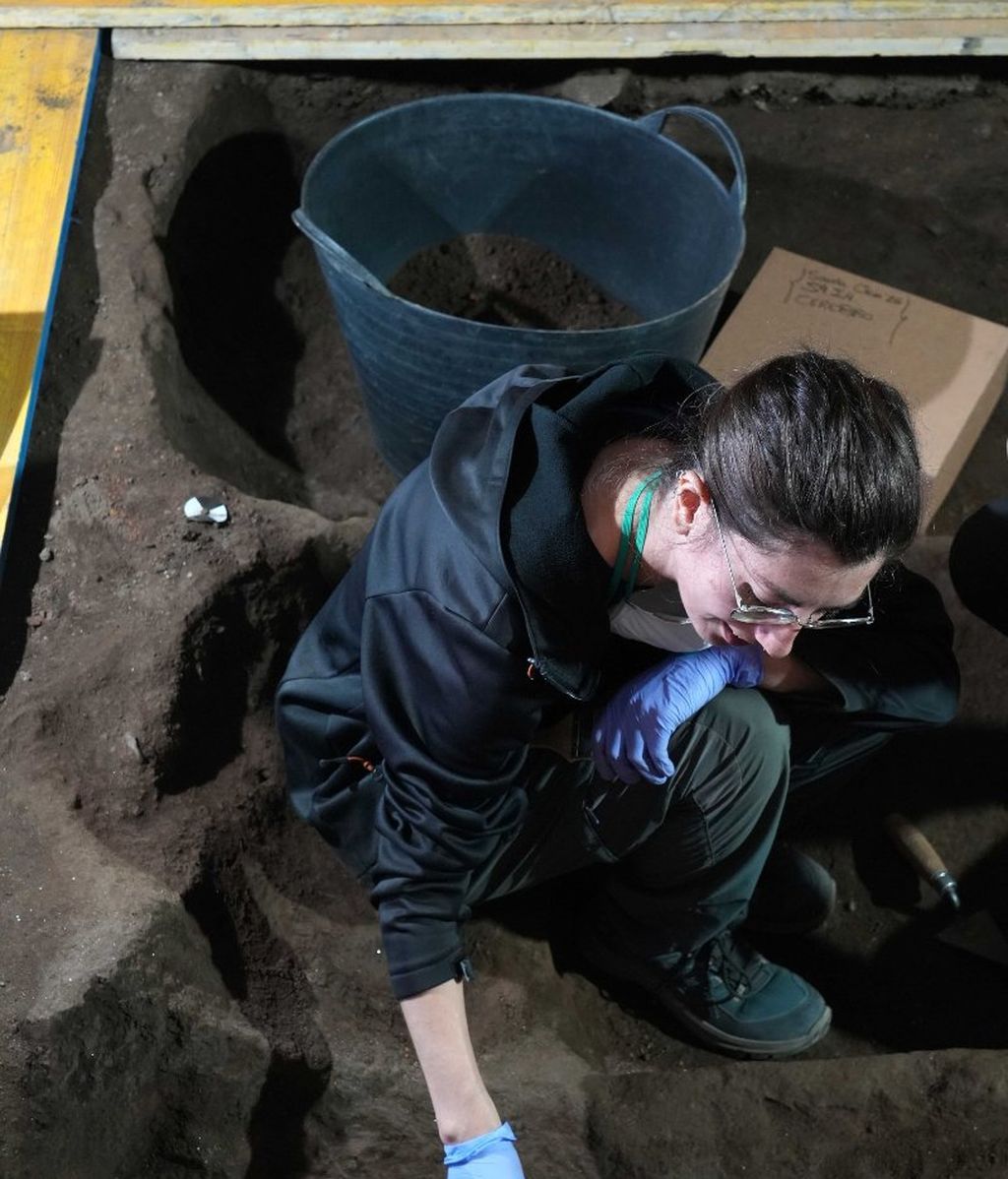 Excavaciones en el convento de Santa Clara, en Pontevedra