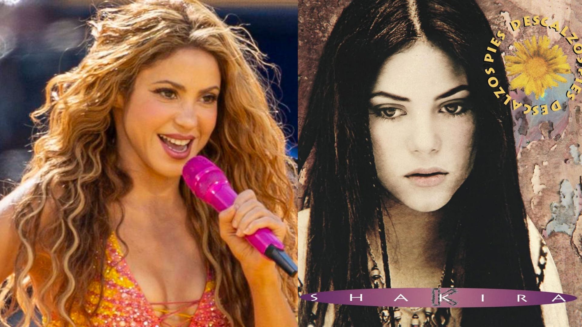 Fotomontaje de Shakira en la final del Mundial y en la portada de su disco 'Pies descalzos', de 1995 Fotomontaje de Shakira en la final del Mundial y en la portada de su disco 'Pies descalzos', de 1995