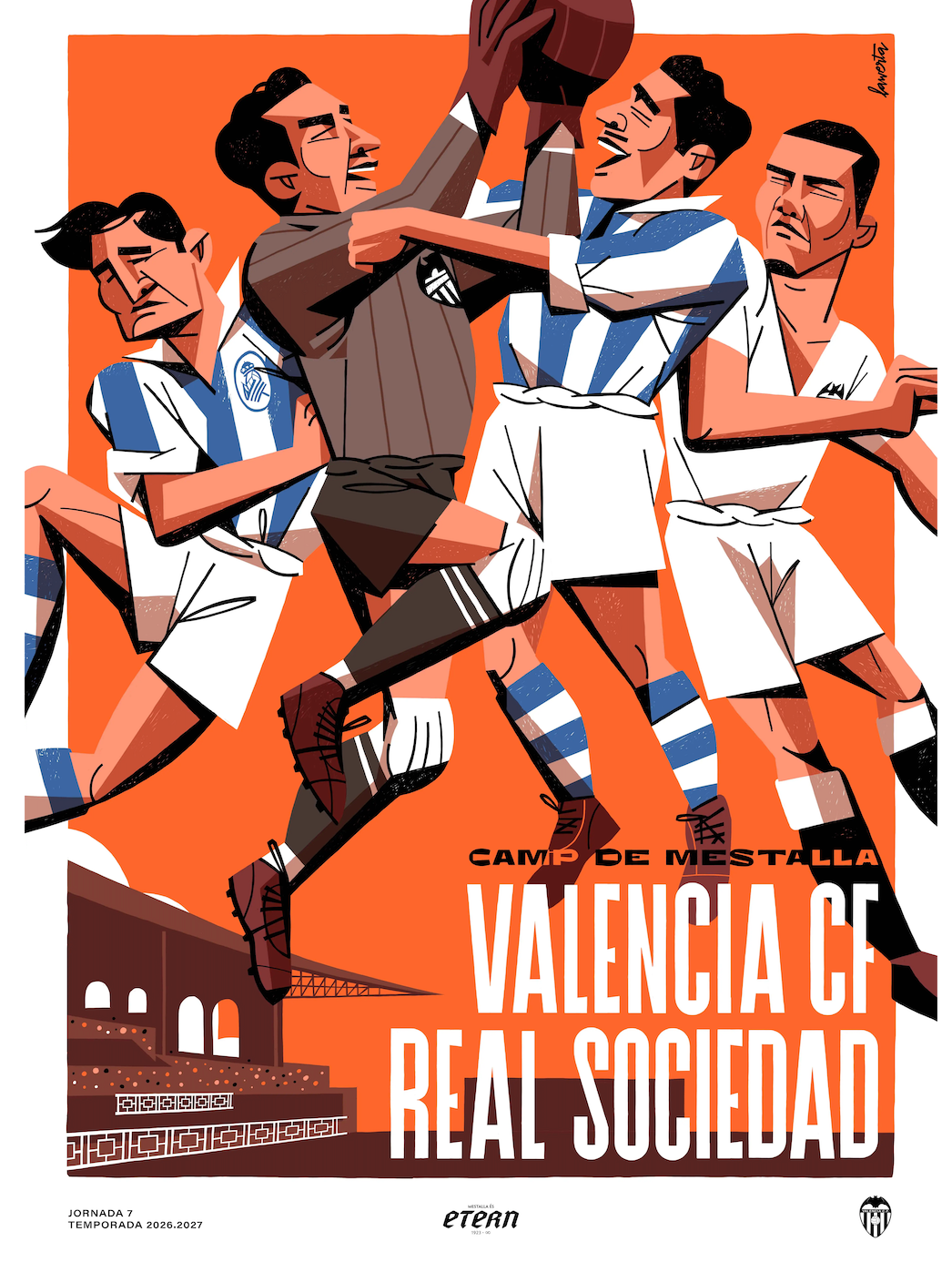Homenaje del Valencia CF a la Real Sociedad en Mestalla