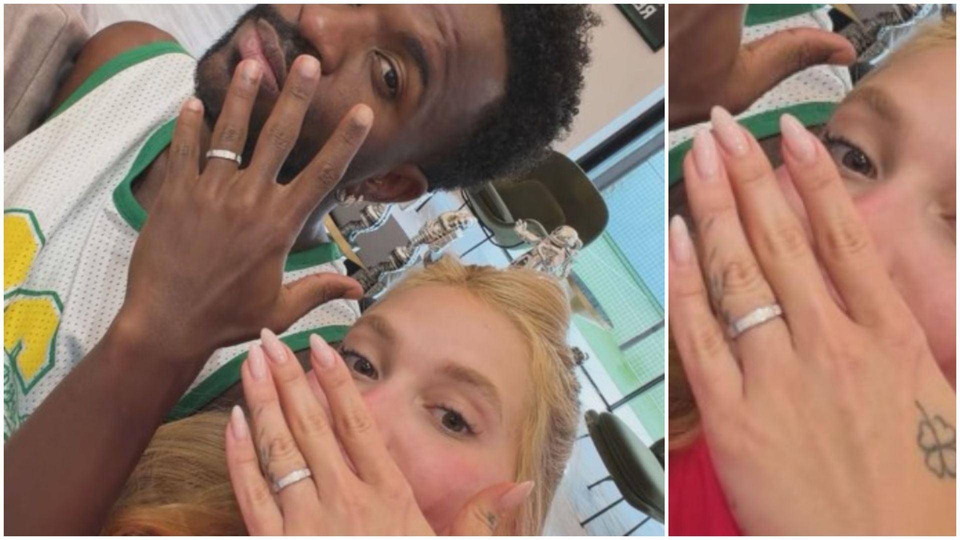 Vinicius y Virginia, ambos con el sencillo anillo de compromiso que han elegido Vinicius y Virginia, ambos con el sencillo anillo de compromiso que han elegido