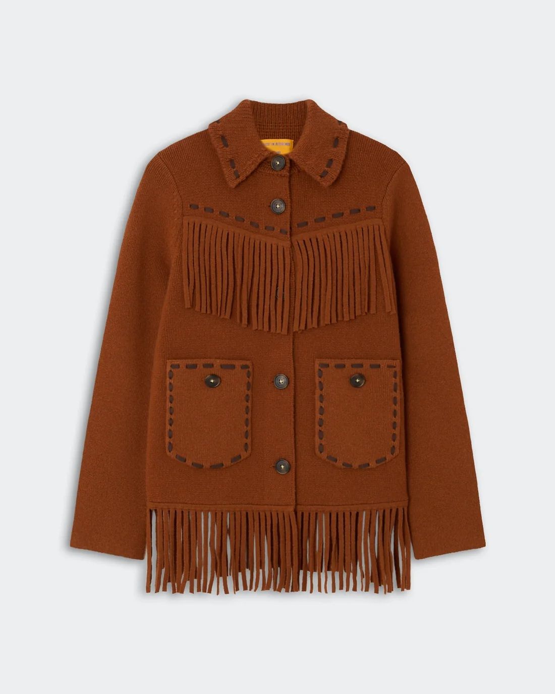 Chaqueta de lana con flecos