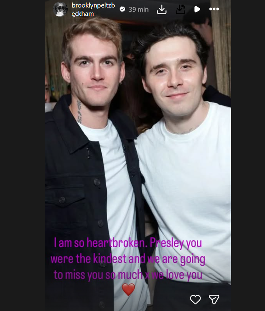 La despedida de Brooklyn Beckham a Presley