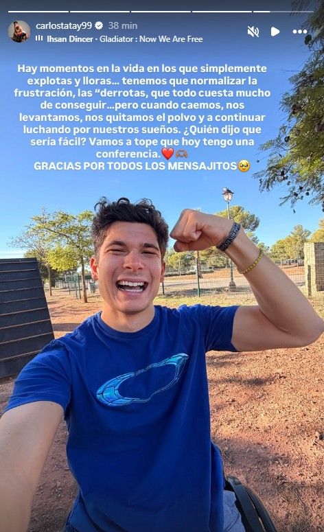Carlos Tatay agradeciendo los mensajes de apoyo de sus seguidores
