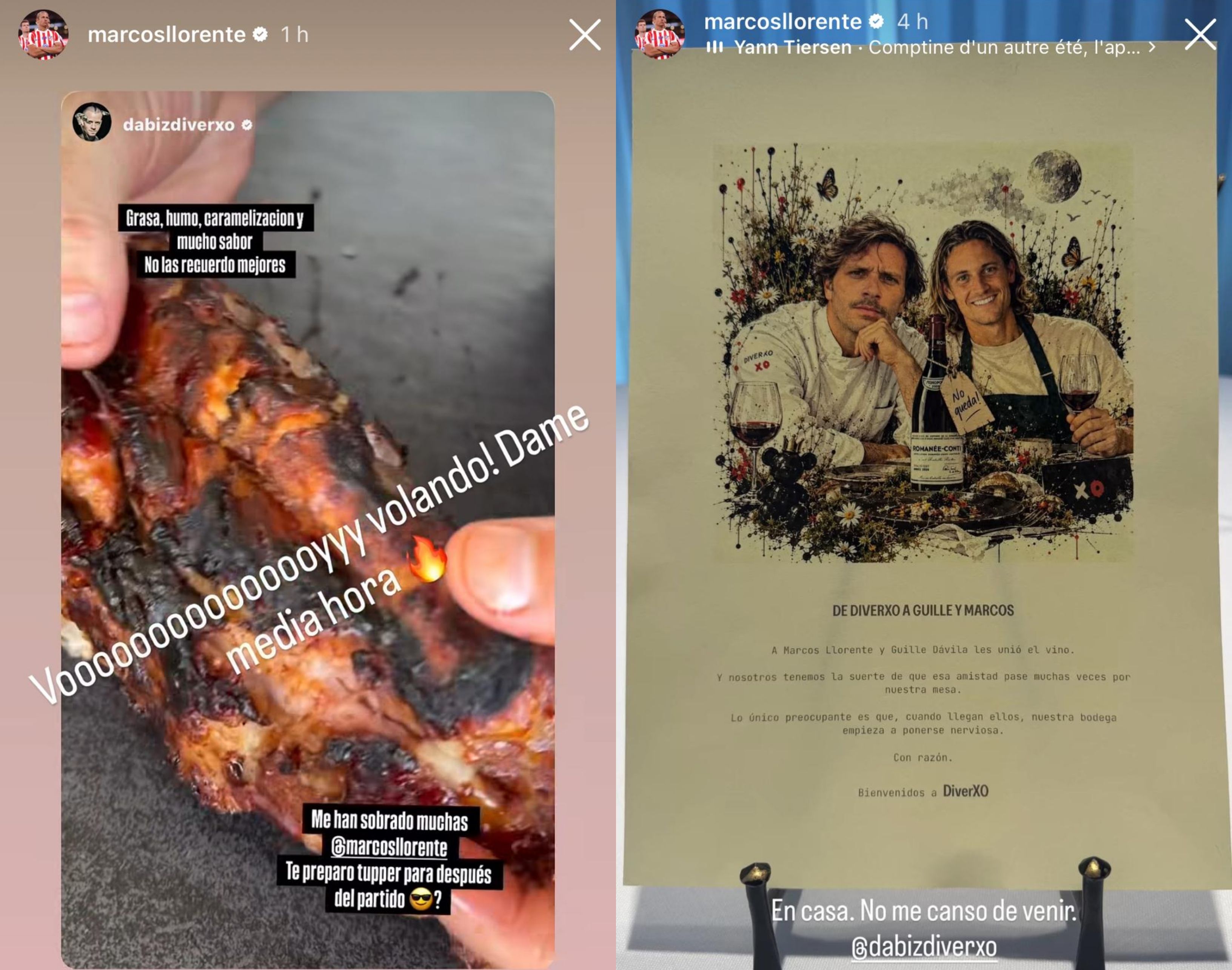 El intercambio de mensajes entre Dabiz Muñoz y Marcos Llorente