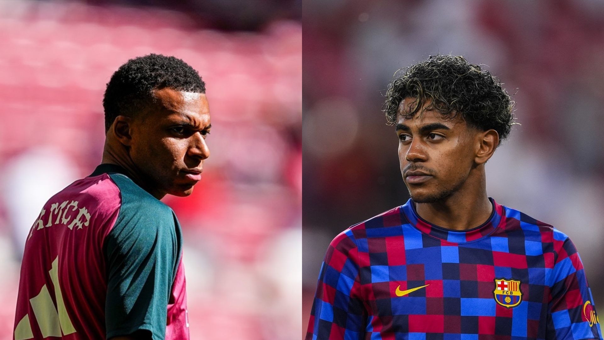 Fotomontaje de Kylian Mbappé y Lamine Yamal Fotomontaje de Kylian Mbappé y Lamine Yamal