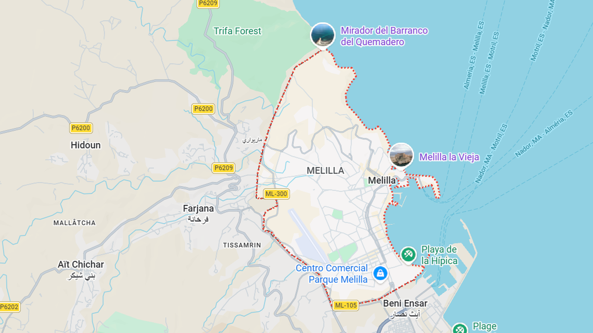 Google Maps no reconoce la soberanía plena de España sobre Ceuta y Melilla