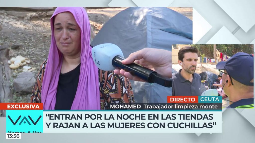 Exclusiva | Un grupo de migrantes ataca a una mujer en un campamento en Ceuta: "Entran en las tiendas y rajan a las mujeres con cuchillos"