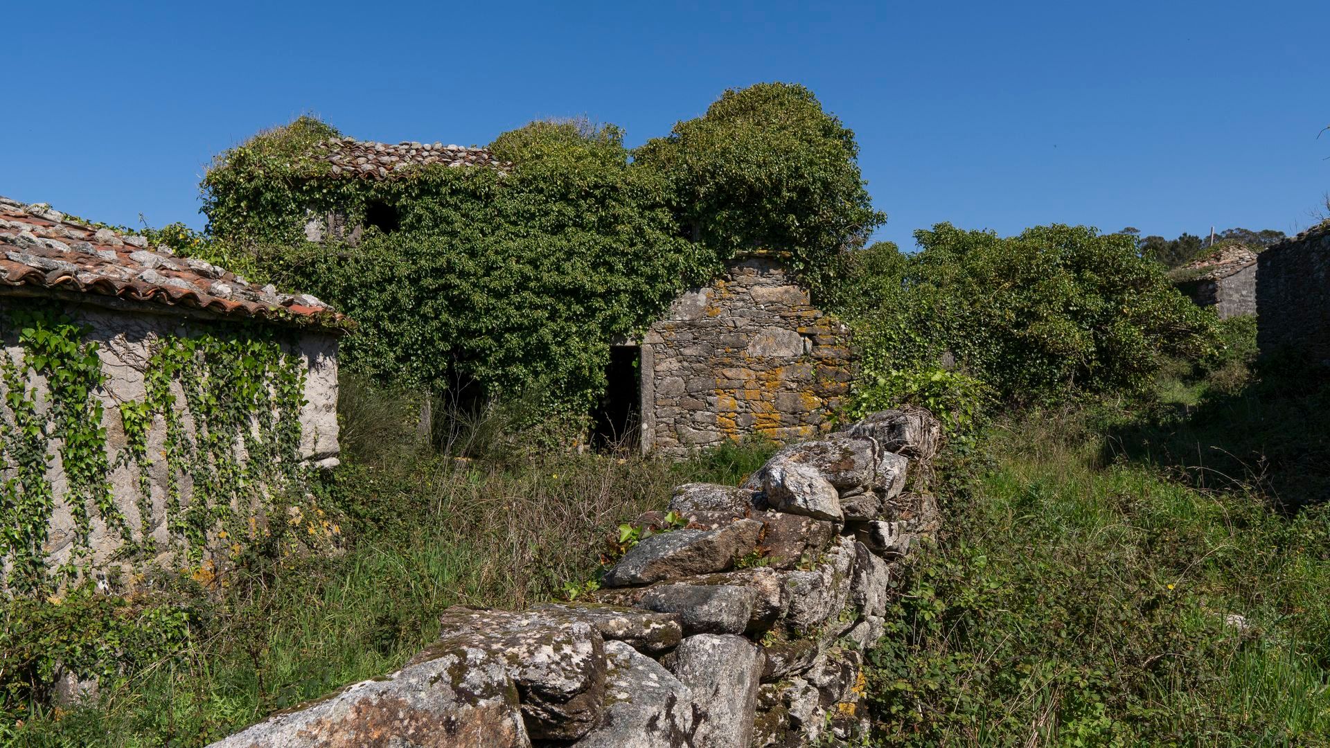 Vista de una aldea abandonada en el rural gallego Vista de una aldea abandonada en el rural gallego
