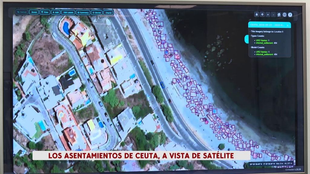 La playa del Trampolín a vista de satélite: hay tecnología para saber cuántos inmigrantes hay
