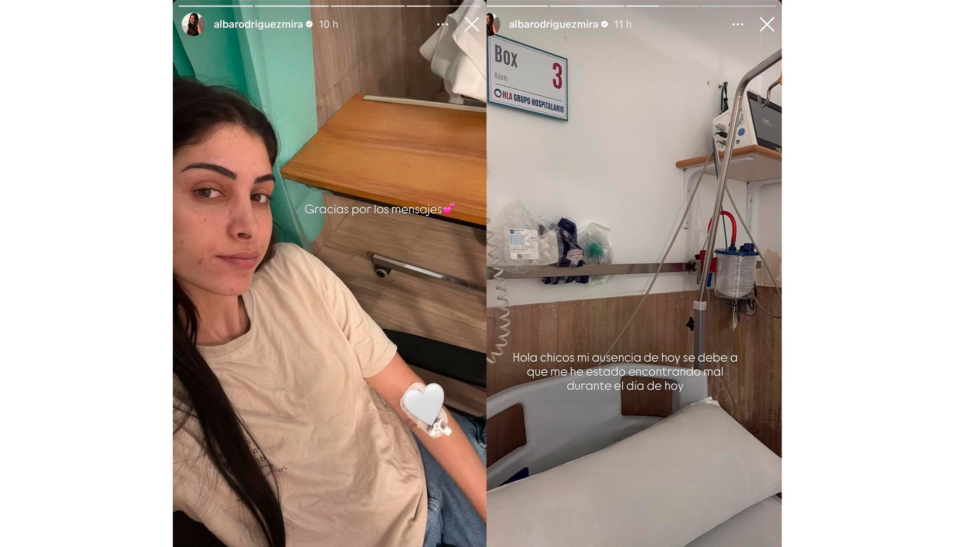 Las fotos que ha publicado Alba desde el hospital