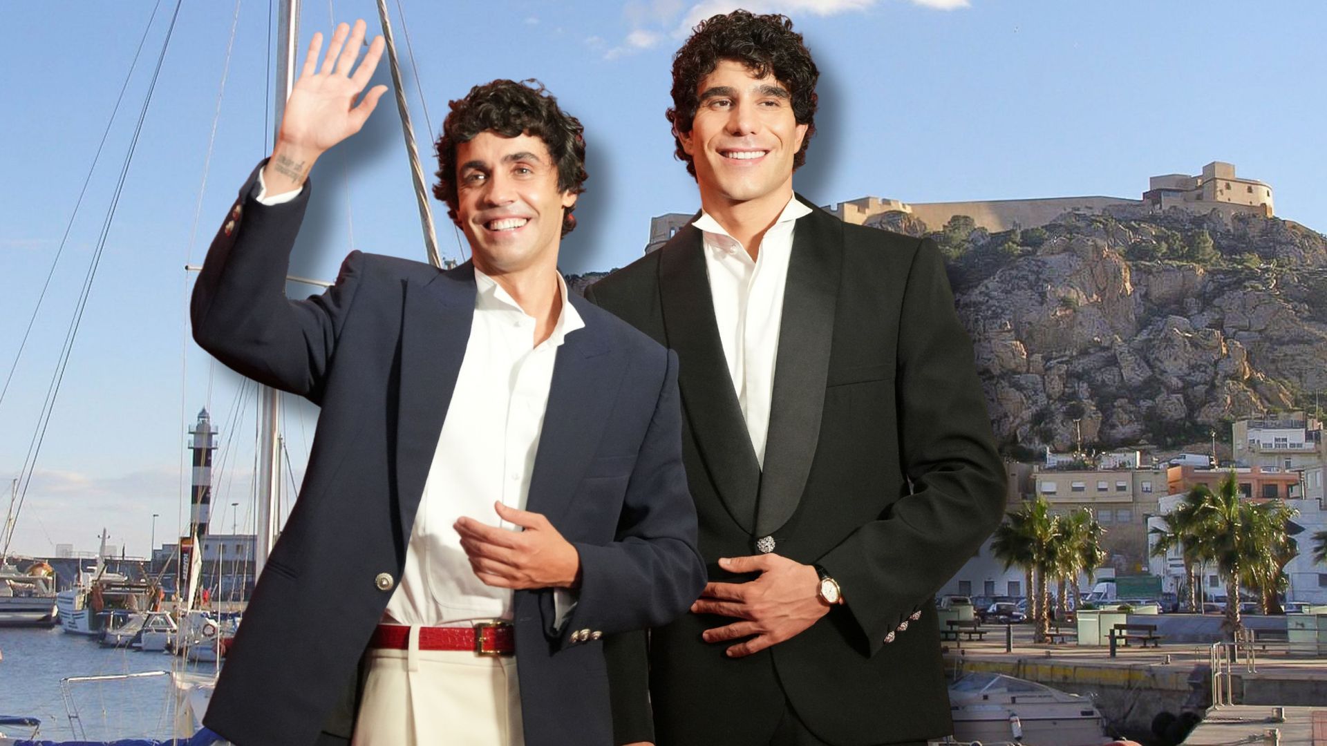 Fotomontaje con Javier Ambrossi y Javier Calvo sobre el puerto de Águilas Fotomontaje con Javier Ambrossi y Javier Calvo sobre el puerto de Águilas