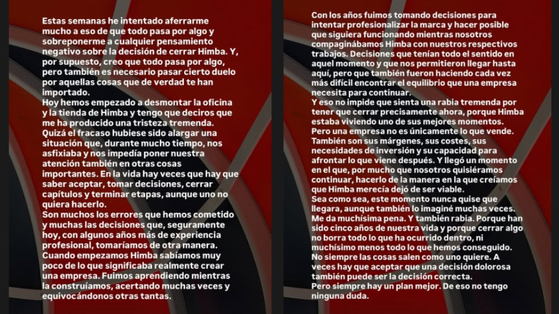 El comunicado de Tomás Páramo tras el cierre de Himba